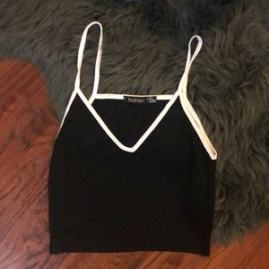 Boohoo deep V neck crop top